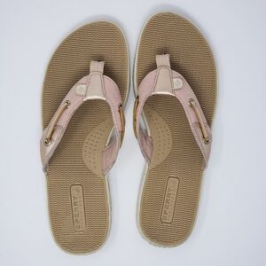 Sperry Flip Flop Thong Sandals Flat Heel  Rose Gold Petal Pink Women's 10